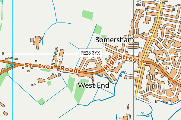 PE28 3YX map - OS VectorMap District (Ordnance Survey)