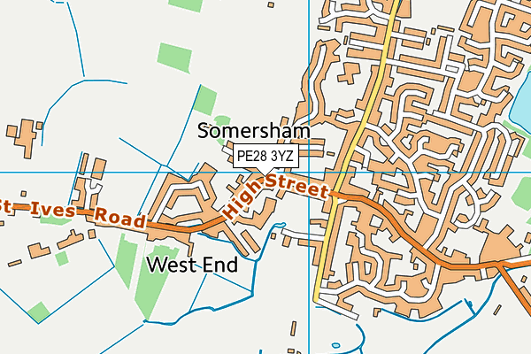 PE28 3YZ map - OS VectorMap District (Ordnance Survey)