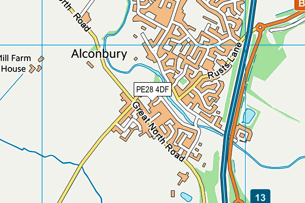 PE28 4DF map - OS VectorMap District (Ordnance Survey)