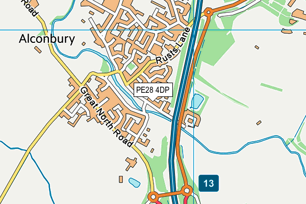 PE28 4DP map - OS VectorMap District (Ordnance Survey)