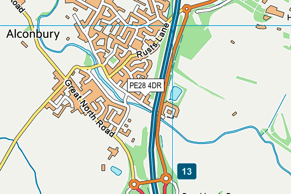 PE28 4DR map - OS VectorMap District (Ordnance Survey)