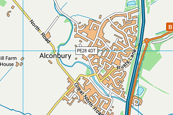 PE28 4DT map - OS VectorMap District (Ordnance Survey)