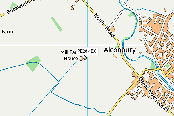 Alconbury Sports And Social Club map (PE28 4EX) - OS VectorMap District (Ordnance Survey)