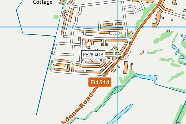 PE28 4QS map - OS VectorMap District (Ordnance Survey)