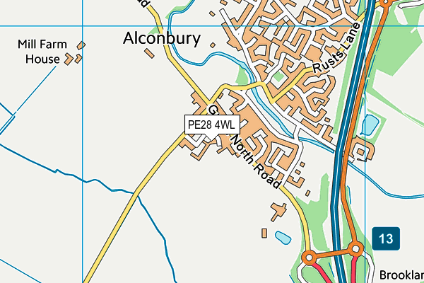 PE28 4WL map - OS VectorMap District (Ordnance Survey)