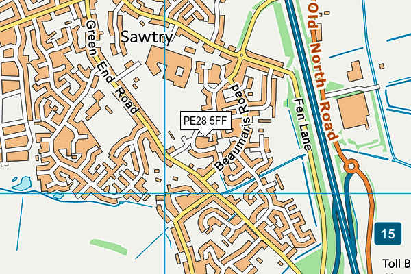 PE28 5FF map - OS VectorMap District (Ordnance Survey)