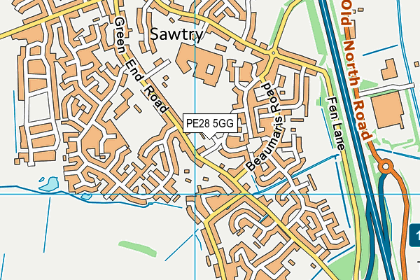 PE28 5GG map - OS VectorMap District (Ordnance Survey)