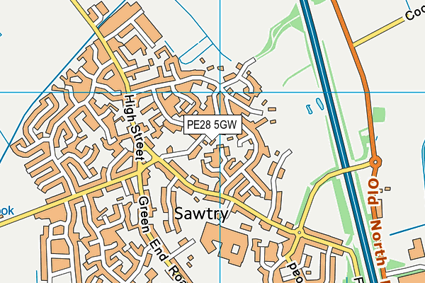 PE28 5GW map - OS VectorMap District (Ordnance Survey)