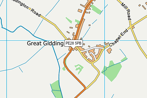 Great Gidding Recreation Ground map (PE28 5PB) - OS VectorMap District (Ordnance Survey)