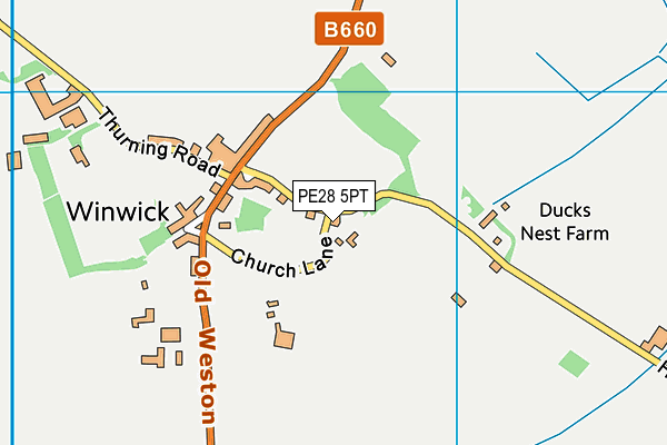 PE28 5PT map - OS VectorMap District (Ordnance Survey)