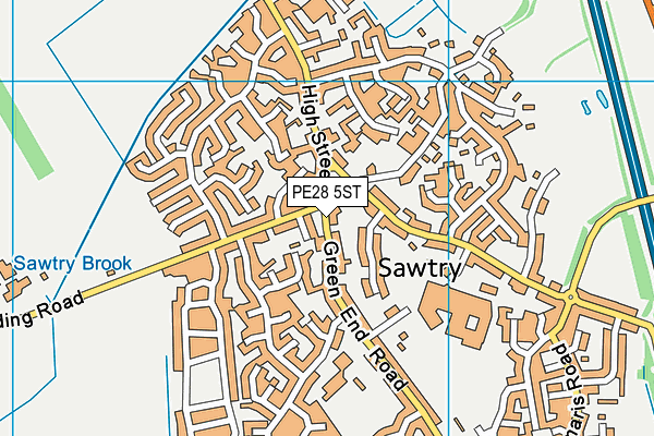 PE28 5ST map - OS VectorMap District (Ordnance Survey)