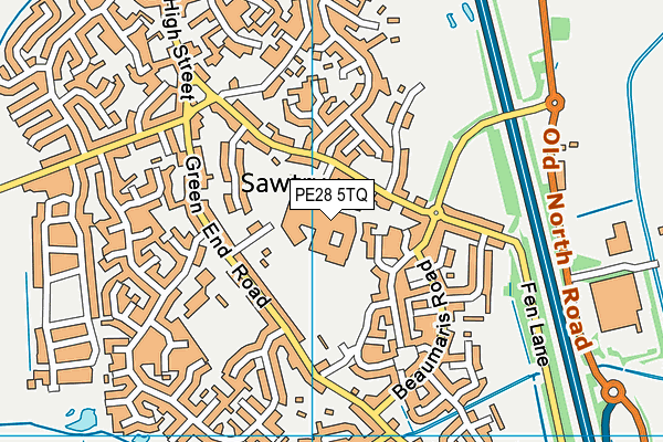 Sawtry Village Academy map (PE28 5TQ) - OS VectorMap District (Ordnance Survey)
