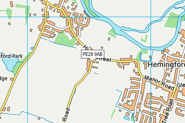 PE28 9AB map - OS VectorMap District (Ordnance Survey)
