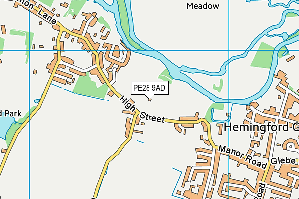 PE28 9AD map - OS VectorMap District (Ordnance Survey)