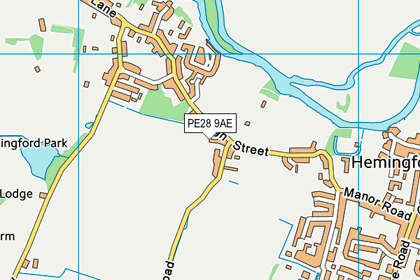 PE28 9AE map - OS VectorMap District (Ordnance Survey)