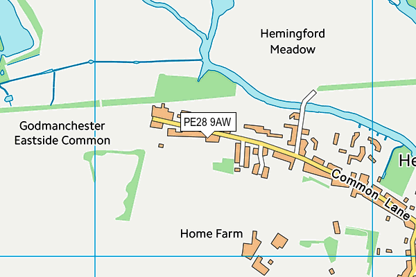 PE28 9AW map - OS VectorMap District (Ordnance Survey)