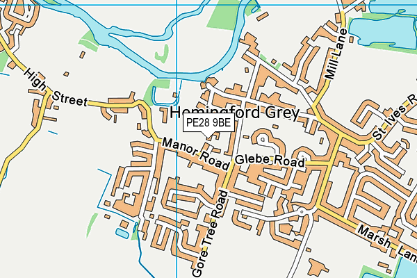 PE28 9BE map - OS VectorMap District (Ordnance Survey)