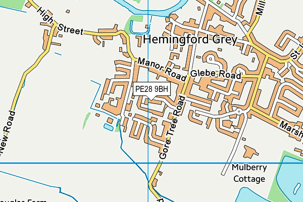 PE28 9BH map - OS VectorMap District (Ordnance Survey)