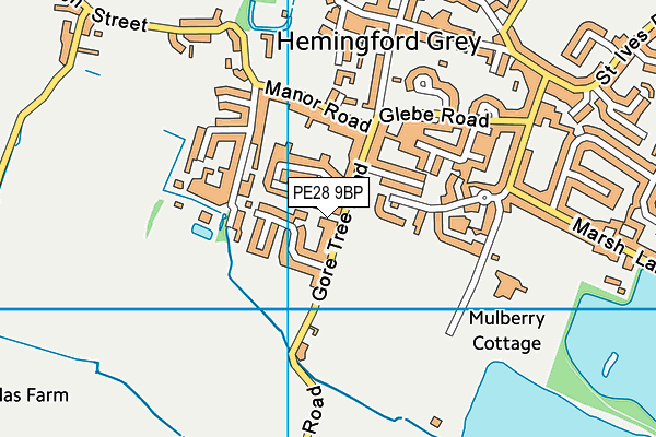 PE28 9BP map - OS VectorMap District (Ordnance Survey)