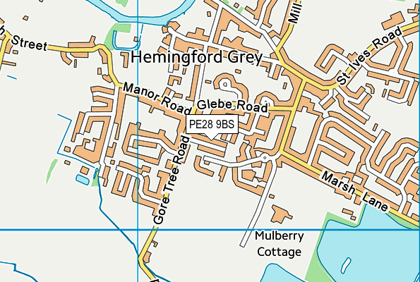 PE28 9BS map - OS VectorMap District (Ordnance Survey)