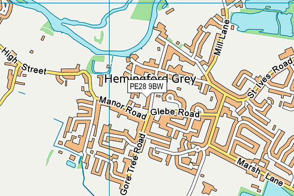 PE28 9BW map - OS VectorMap District (Ordnance Survey)
