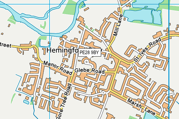 PE28 9BY map - OS VectorMap District (Ordnance Survey)