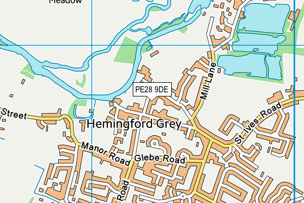 PE28 9DE map - OS VectorMap District (Ordnance Survey)