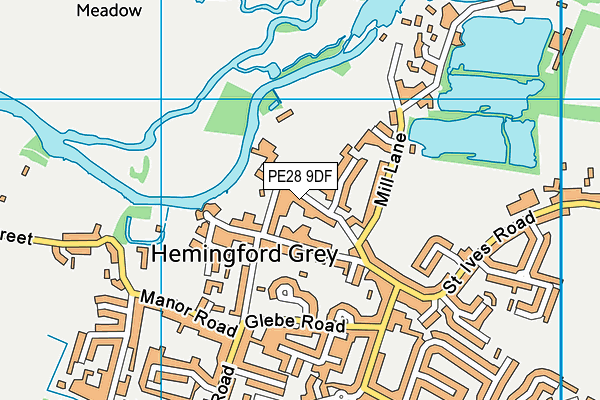 PE28 9DF map - OS VectorMap District (Ordnance Survey)