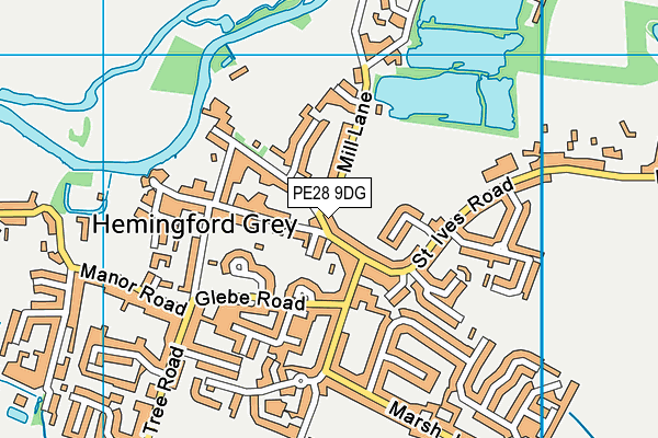 PE28 9DG map - OS VectorMap District (Ordnance Survey)