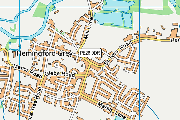 PE28 9DR map - OS VectorMap District (Ordnance Survey)
