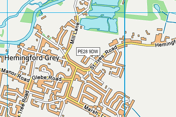 PE28 9DW map - OS VectorMap District (Ordnance Survey)