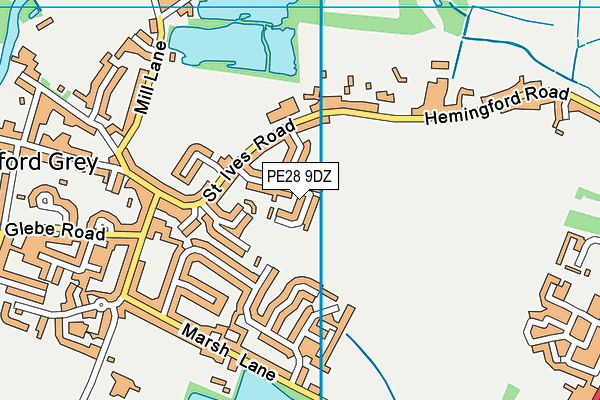 Daintree Green  map (PE28 9DZ) - OS VectorMap District (Ordnance Survey)