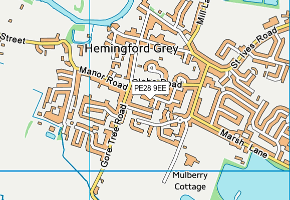 PE28 9EE map - OS VectorMap District (Ordnance Survey)