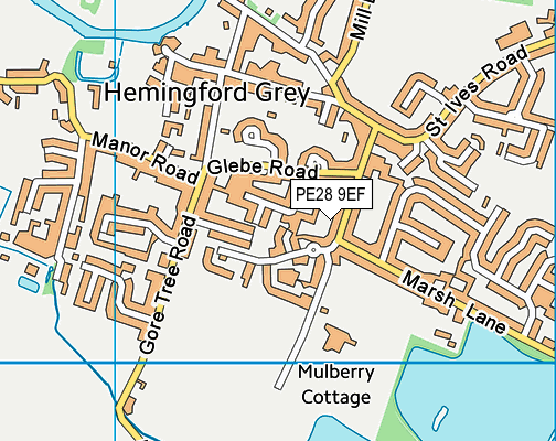 PE28 9EF map - OS VectorMap District (Ordnance Survey)