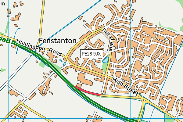PE28 9JX map - OS VectorMap District (Ordnance Survey)