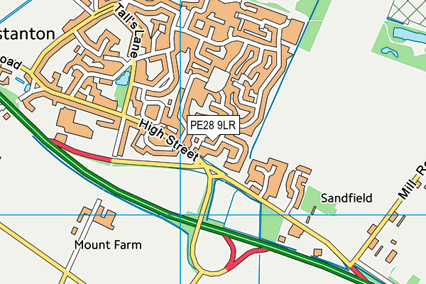 PE28 9LR map - OS VectorMap District (Ordnance Survey)