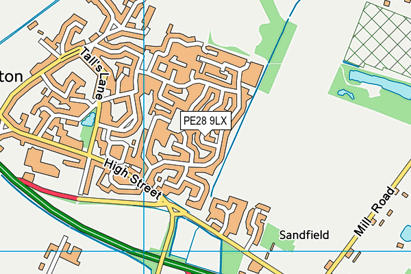 PE28 9LX map - OS VectorMap District (Ordnance Survey)
