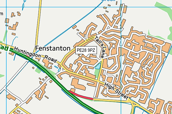 PE28 9PZ map - OS VectorMap District (Ordnance Survey)