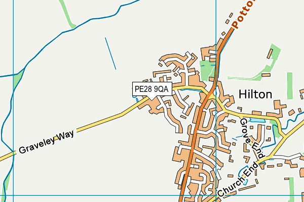 PE28 9QA map - OS VectorMap District (Ordnance Survey)
