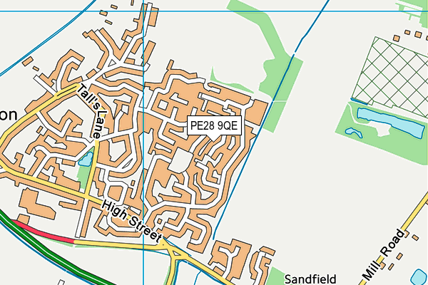 PE28 9QE map - OS VectorMap District (Ordnance Survey)