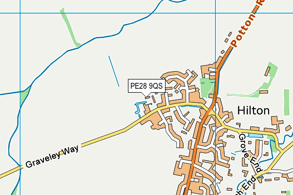 PE28 9QS map - OS VectorMap District (Ordnance Survey)