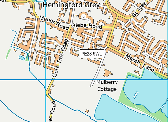 PE28 9WL map - OS VectorMap District (Ordnance Survey)