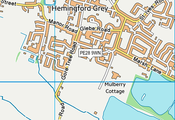 PE28 9WN map - OS VectorMap District (Ordnance Survey)