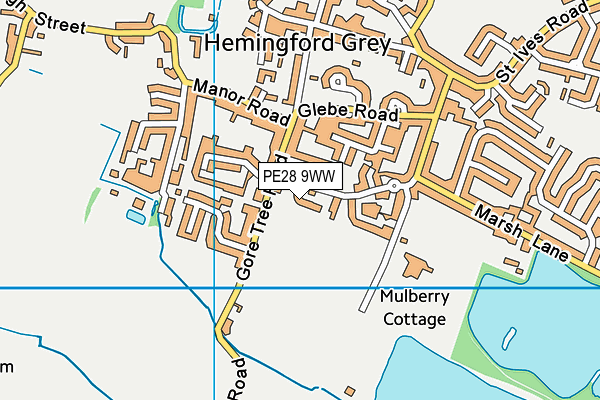 PE28 9WW map - OS VectorMap District (Ordnance Survey)