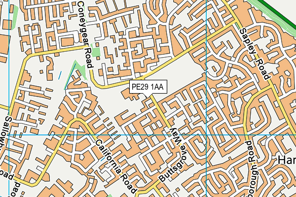 PE29 1AA map - OS VectorMap District (Ordnance Survey)