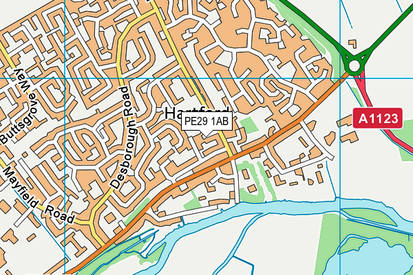 PE29 1AB map - OS VectorMap District (Ordnance Survey)