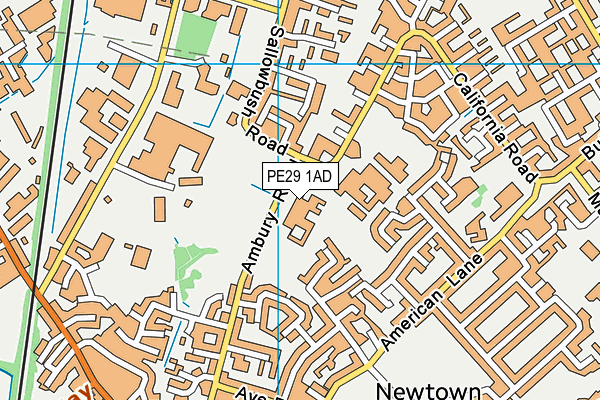 PE29 1AD map - OS VectorMap District (Ordnance Survey)