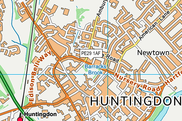 PE29 1AF map - OS VectorMap District (Ordnance Survey)