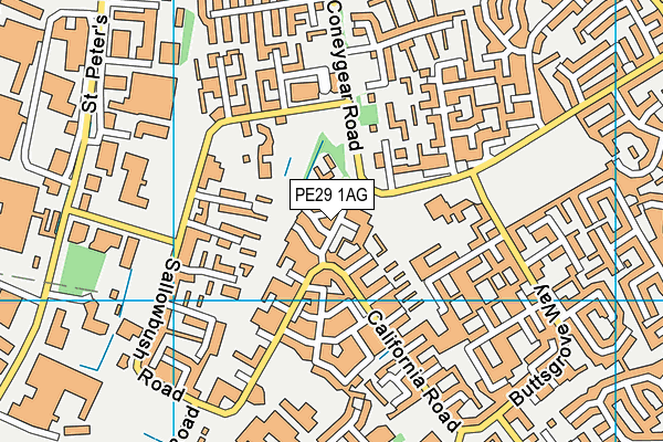 PE29 1AG map - OS VectorMap District (Ordnance Survey)