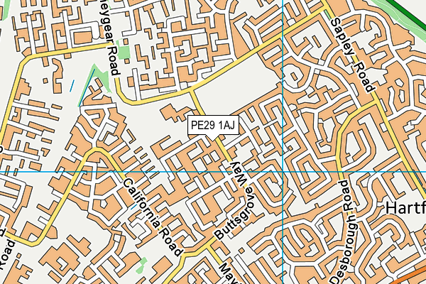 PE29 1AJ map - OS VectorMap District (Ordnance Survey)